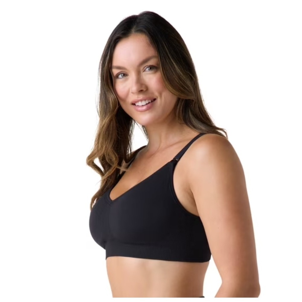 Ingrid and Isabel Black Seamless Wireless Nursing Maternity Bra Large L